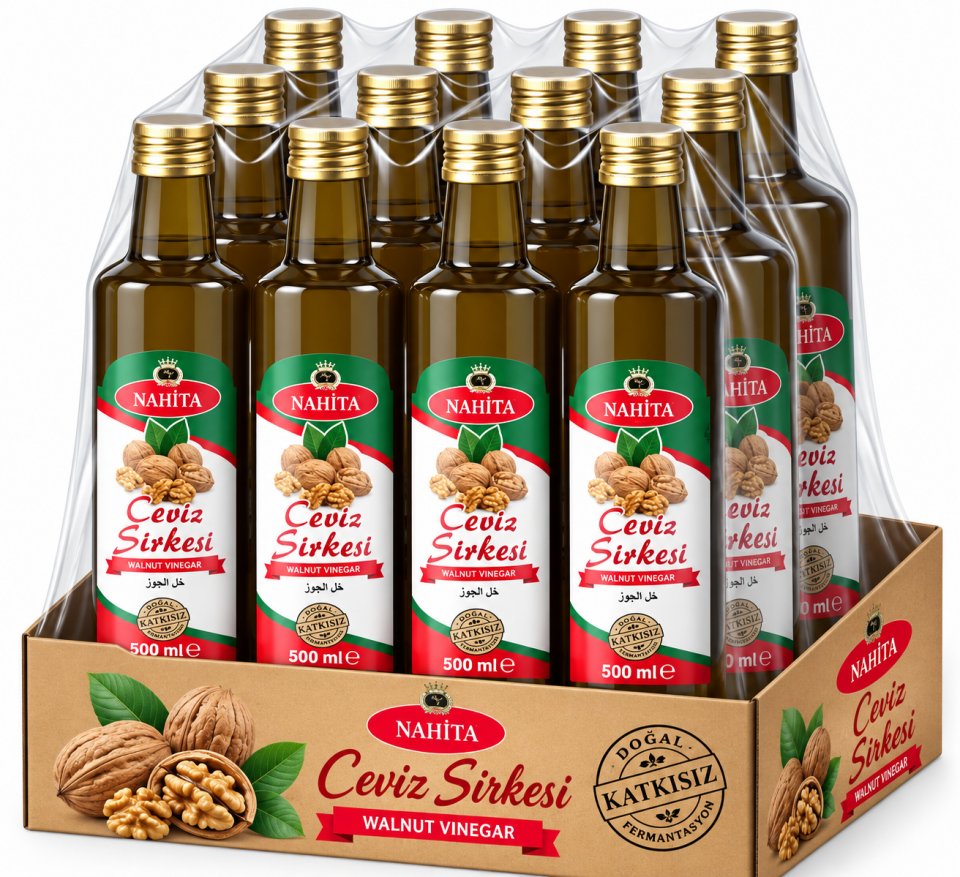 Doğal Katkısız Ceviz Sirkesi  500 ML 12 Adet