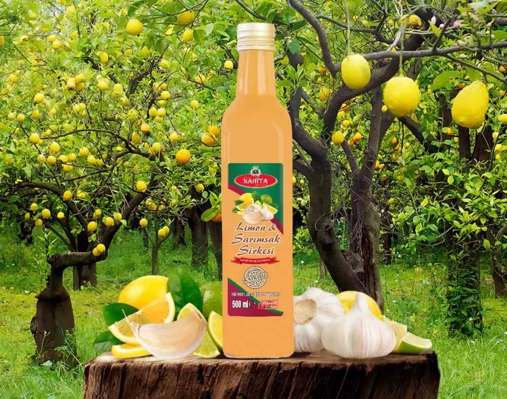 Doğal Katkısız Limon Sarımsak Sirkesi 12 Adet