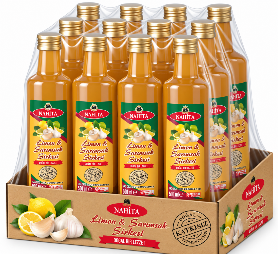 Doğal Katkısız Limon Sarımsak Sirkesi  500 ML 12 Adet