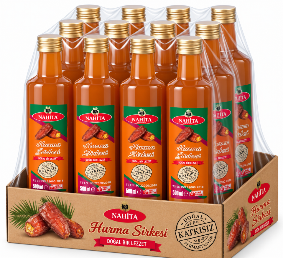 Doğal Katkısız Hurma Sirkesi 500 ML 12 Adet