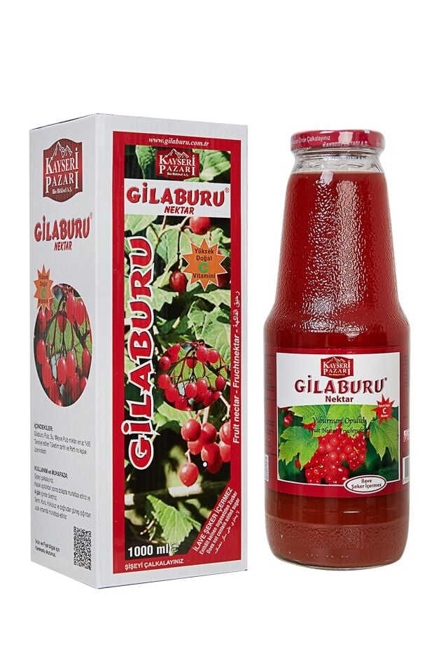 Kayseri Pazarı Gilaburu Suyu Şeker İlavesiz 1000ml 12Adet